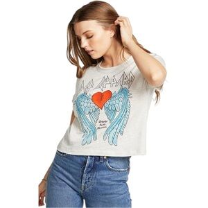 Chaser Def‎ Leppard Retro Bringing on the Heartbreak Linen Concert Tee Shirt MED